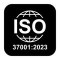 Iso 37001 2023 icon. Anti-Bribery Management Systems. Standard quality symbol. Vector button sign isolated on white background