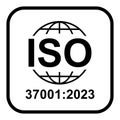 Iso 37001 2023 icon. Anti-Bribery Management Systems. Standard quality symbol. Vector button sign isolated on white background