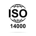 Iso 14000 icon. Environmental Management. Standard quality symbol. Vector button sign isolated on white background