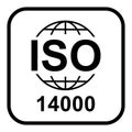 Iso 14000 icon. Environmental Management. Standard quality symbol. Vector button sign isolated on white background