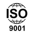 Iso 9001 icon. Standard quality symbol. Vector button isolated on black background