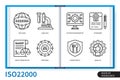 ISO 22000 infographics linear icons collection