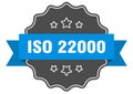 iso 22000 label. iso 22000 isolated seal. sticker. sign