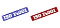 ISO 14001 Red and Blue Rounded Rectangular Stamps with Grunged Surfaces