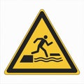 ISO 7010 Registered safety signs Warning Falling into water when stepping on or off a floating surface