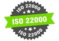 iso 22000 sign. iso 22000 round isolated ribbon label.