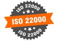 iso 22000 sign. iso 22000 round isolated ribbon label.
