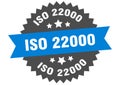 iso 22000 sign. iso 22000 round isolated ribbon label.