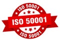 iso 50001 round ribbon isolated label. iso 50001 sign.