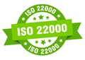iso 22000 round ribbon isolated label. iso 22000 sign.