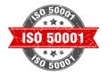 iso 50001 round stamp with ribbon. label sign