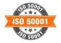 iso 50001 round stamp with ribbon. label sign