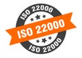 iso 22000 sign. round ribbon sticker. isolated tag