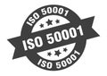 iso 50001 sign. round ribbon sticker. isolated tag