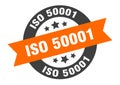 iso 50001 sign. round ribbon sticker. isolated tag