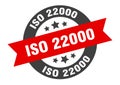 iso 22000 sign. round ribbon sticker. isolated tag