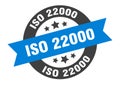 iso 22000 sign. round ribbon sticker. isolated tag