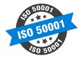 iso 50001 sign. round ribbon sticker. isolated tag