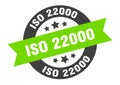 iso 22000 sign. round ribbon sticker. isolated tag