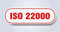 iso 22000 sign. rounded isolated button. white sticker