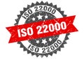 Iso 22000 stamp. iso 22000 grunge round sign.