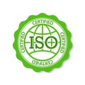 ISO stamp. Icon of certified, standard and accredited. 9001 badge certificate quality with shadow. Seal of international