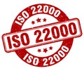 iso 22000 stamp. iso 22000 label. round grunge sign