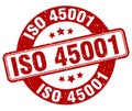 iso 45001 stamp. iso 45001 label. round grunge sign