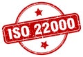 iso 22000 stamp. iso 22000 round vintage grunge label.