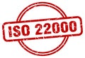 iso 22000 stamp. iso 22000 round vintage grunge label.