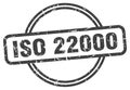 iso 22000 stamp. iso 22000 round vintage grunge label.