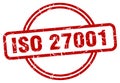 iso 27001 stamp. iso 27001 round vintage grunge label.