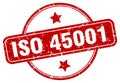 iso 45001 stamp. iso 45001 round vintage grunge label.