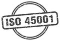 iso 45001 stamp. iso 45001 round vintage grunge label.