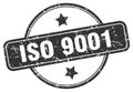 iso 9001 stamp. iso 9001 round vintage grunge label.