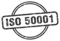 iso 50001 stamp. iso 50001 round vintage grunge label.