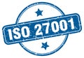 iso 27001 stamp. iso 27001 round vintage grunge label.