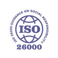 ISO 26000 stamp sign - guidance on social responsibility standard, web label Royalty Free Stock Photo