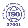 ISO 27001 stamp sign - information security standard, web label Royalty Free Stock Photo