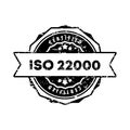 ISO 22000 stamp. Vector. ISO 22000 badge icon. Certified badge logo. Stamp Template. Label, Sticker, Icons. Vector EPS 10.