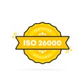 ISO 26000 stamp. Vector. ISO 26000 badge icon. Certified badge logo. Stamp Template. Label, Sticker, Icons. Vector EPS 10. Royalty Free Stock Photo