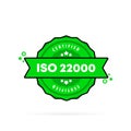 ISO 22000 stamp. Vector. ISO 22000 badge icon. Certified badge logo. Stamp Template. Label, Sticker, Icons. Vector EPS 10. Royalty Free Stock Photo