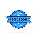 ISO 22000 stamp. Vector. ISO 22000 badge icon. Certified badge logo. Stamp Template. Label, Sticker, Icons. Vector EPS 10. Royalty Free Stock Photo