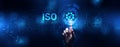ISO Standard certification standardisation quality control concept on screen