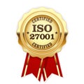 ISO 27001 standard certified rosette - Information security management Royalty Free Stock Photo