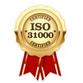 ISO 31000 standard certified rosette - risk management Royalty Free Stock Photo