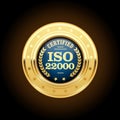 ISO 22000 standard medal - Food safety management Royalty Free Stock Photo