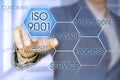 ISO 9001 the standard for quality management criteria relevant for all types of organisations - concept with business manager Royalty Free Stock Photo