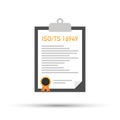 ISO TS 16949 certified quality management system document paper. Vector illustration.