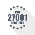 Iso 27001 vector icon, flat design illustration in eps 10